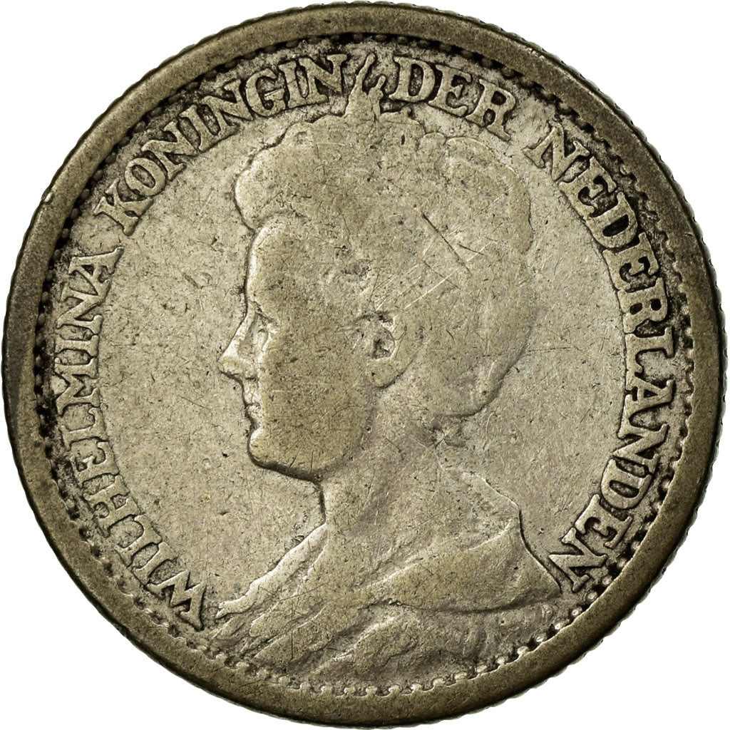 Monnaie, Pays-Bas, Wilhelmina I, 25 Cents, 1912, B+, Argent, KM:146
