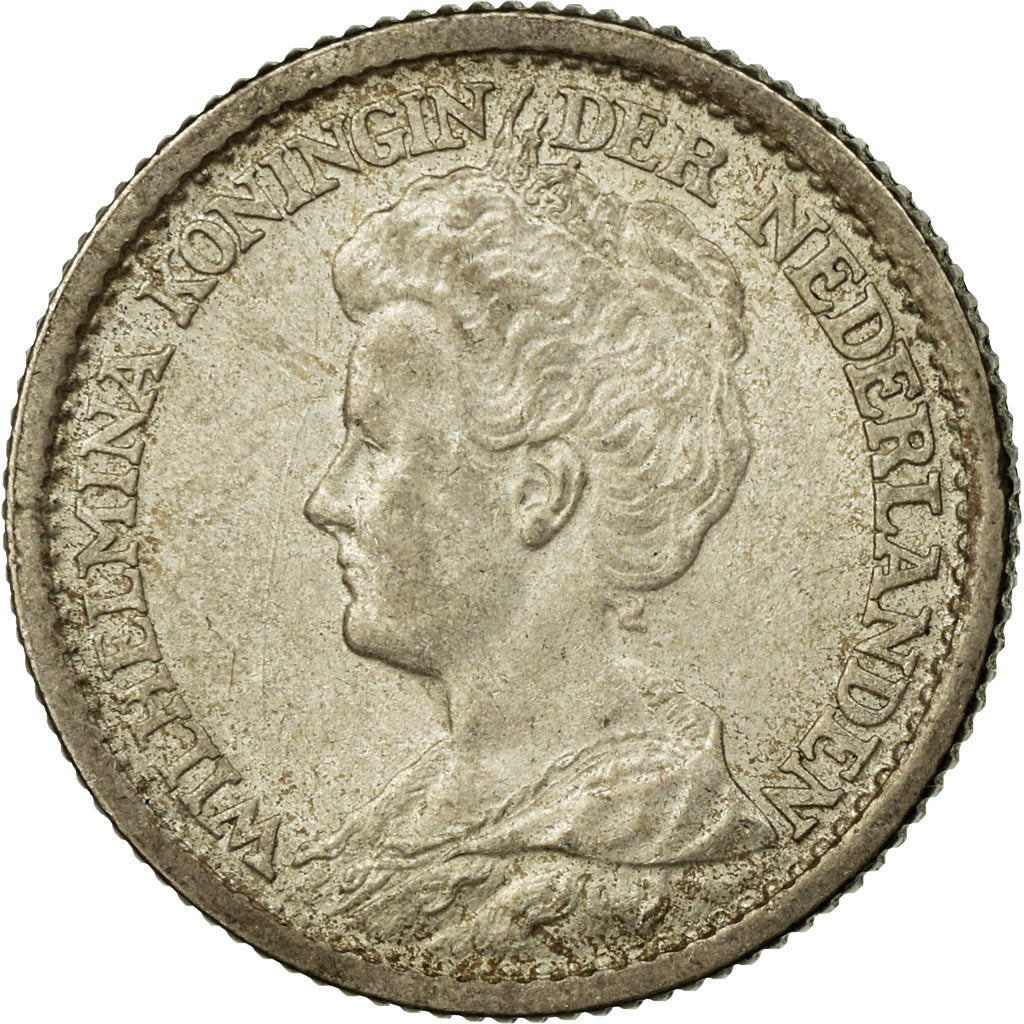 Coin, Netherlands, Wilhelmina I, 25 Cents, 1914, EF(40-45), Silver, KM:146
