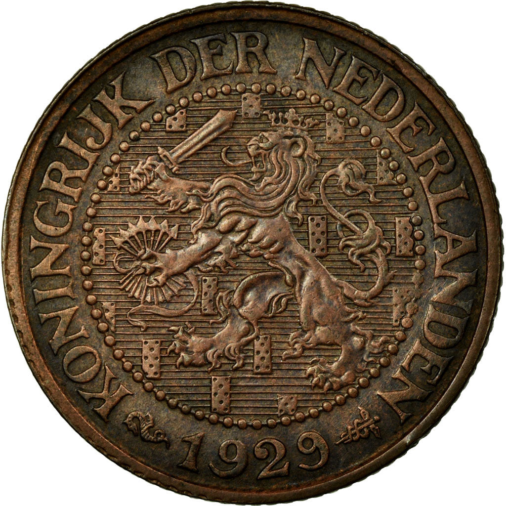 Coin, Netherlands, Wilhelmina I, 2-1/2 Cent, 1929, VF(30-35), Bronze, KM:150