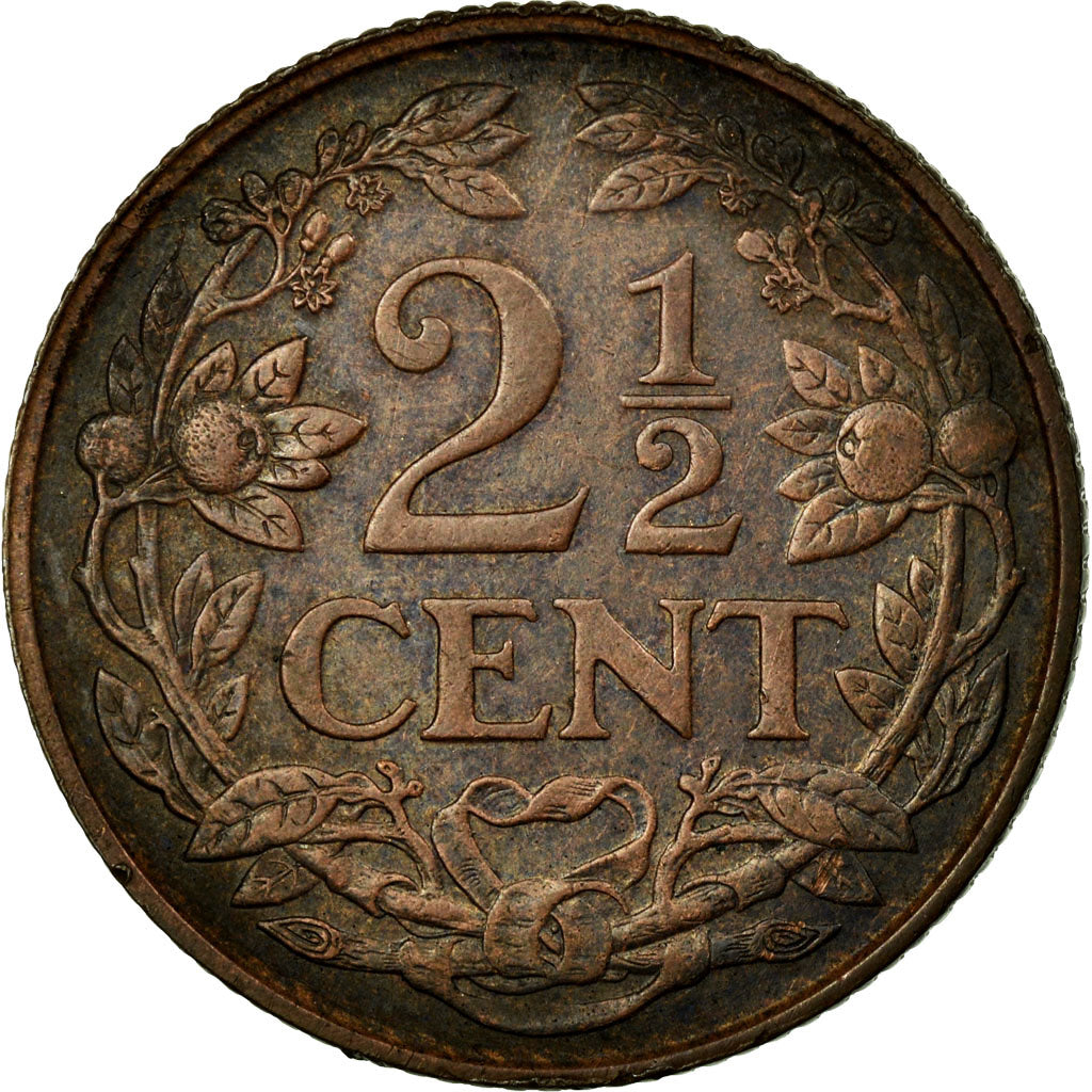 Coin, Netherlands, Wilhelmina I, 2-1/2 Cent, 1929, VF(30-35), Bronze, KM:150