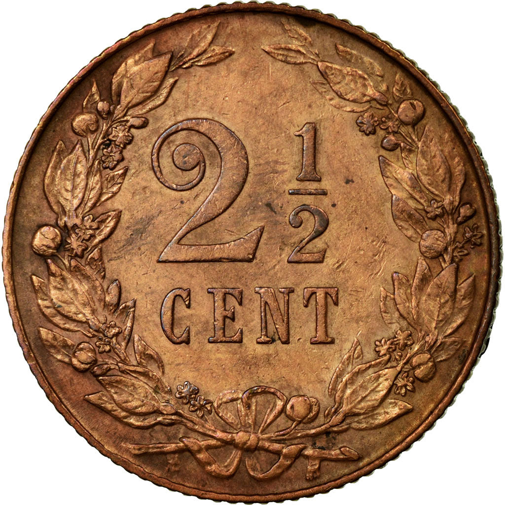 Coin, Netherlands, Wilhelmina I, 2-1/2 Cent, 1906, VF(30-35), Bronze, KM:134