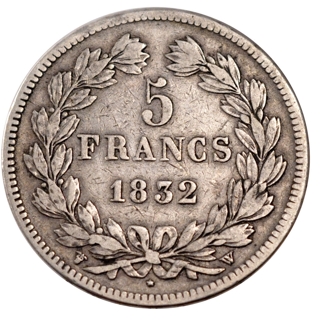 FRANCE, Louis-Philippe, 5 Francs, 1832, Lille, KM #749.13, VF(30-35), Silver,...