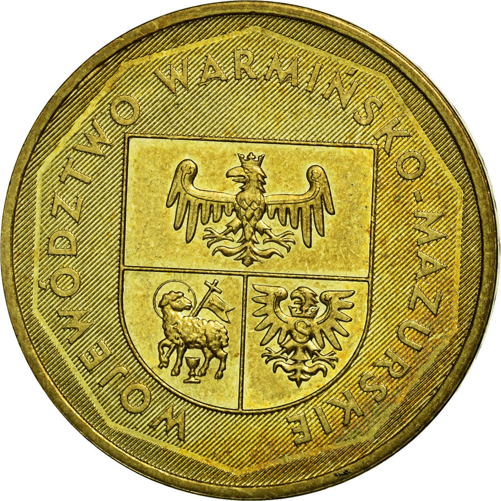 Moneda, Polonia, WOJEW, 2 Zlote, 2005, Warsaw, BC+, Latón, KM:614