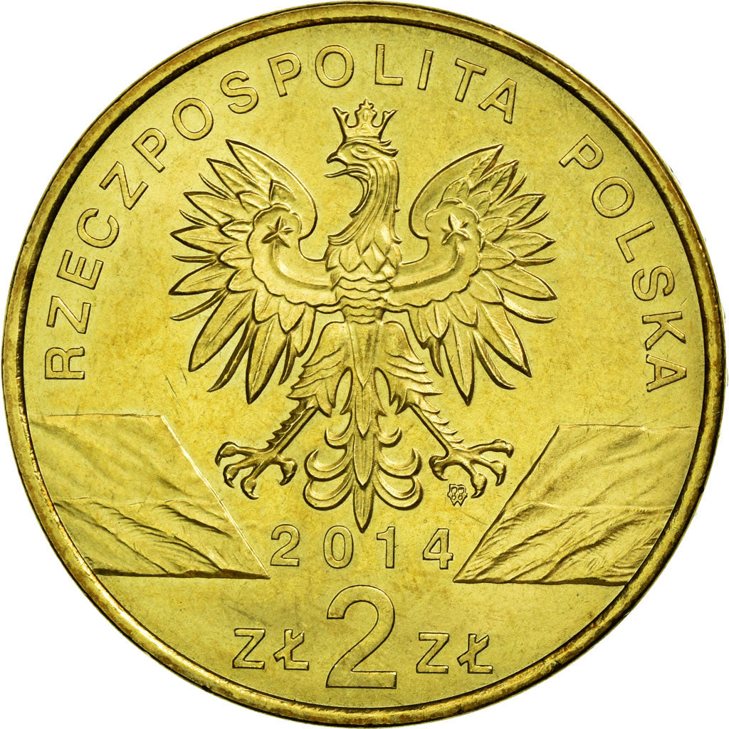 Moneda, Polonia, konik horse, 2 Zlote, 2014, Warsaw, MBC, Latón