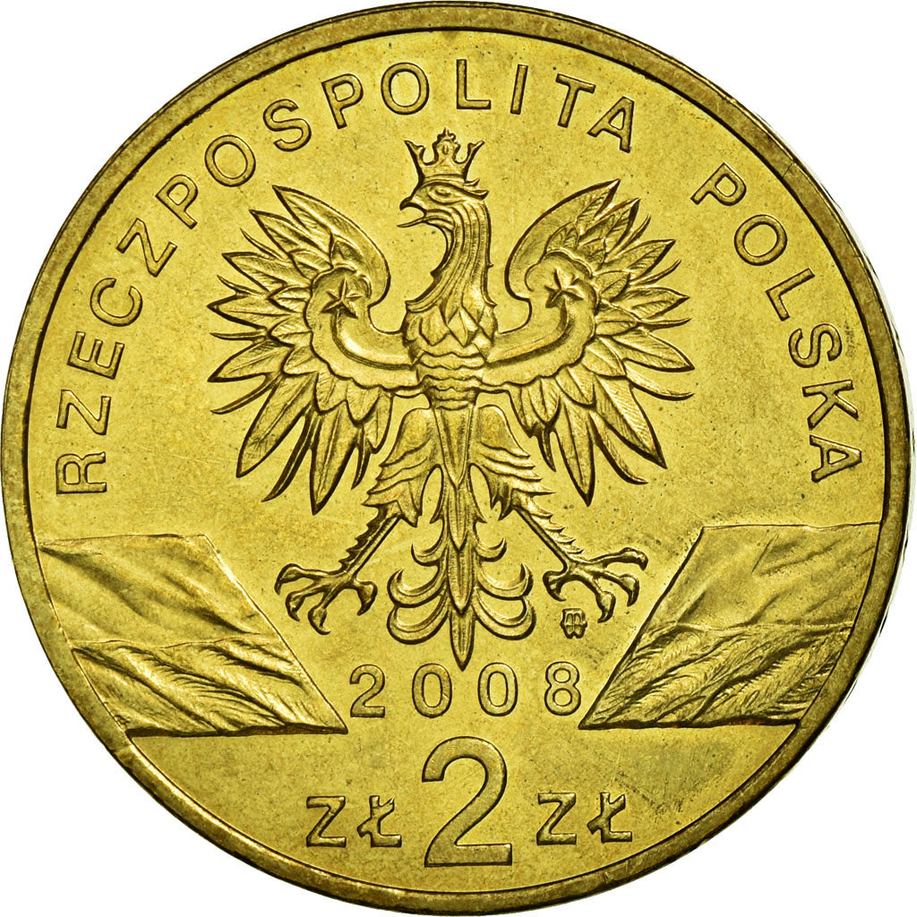 Moneda, Polonia, SOKOL WEDROWNY - Falco peregrinus, 2 Zlote, 2008, Warsaw, MBC