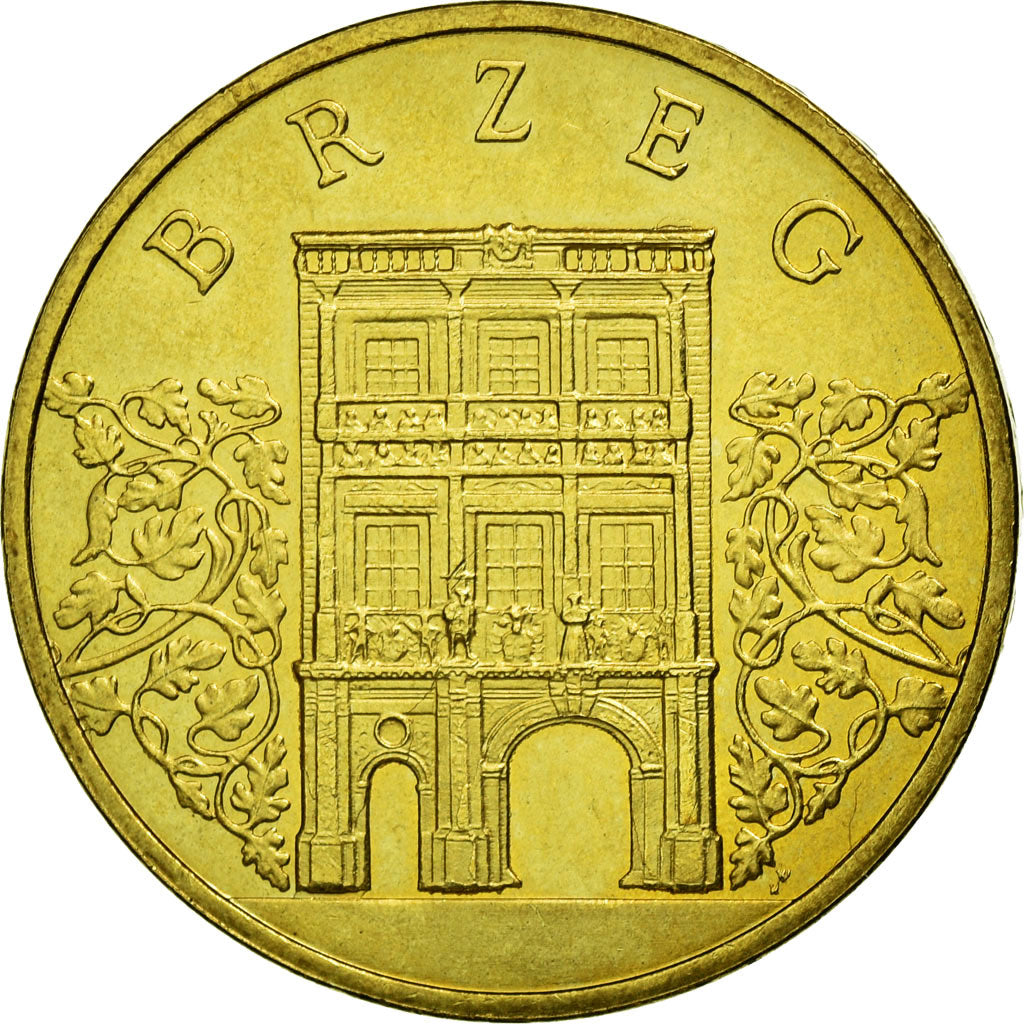 Moneda, Polonia, BRZEG, 2 Zlote, 2007, Warsaw, BC+, Latón, KM:615