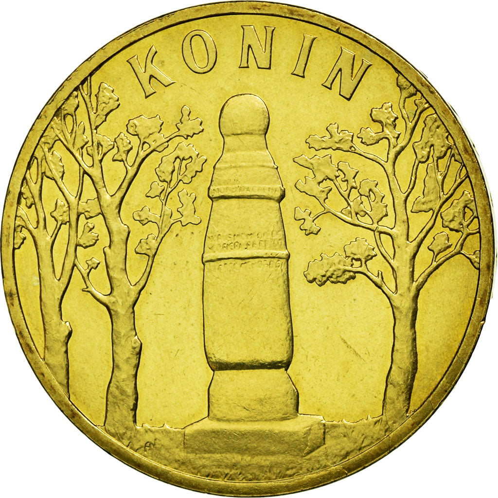Moneda, Polonia, KONIN, 2 Zlote, 2008, Warsaw, MBC, Latón, KM:631