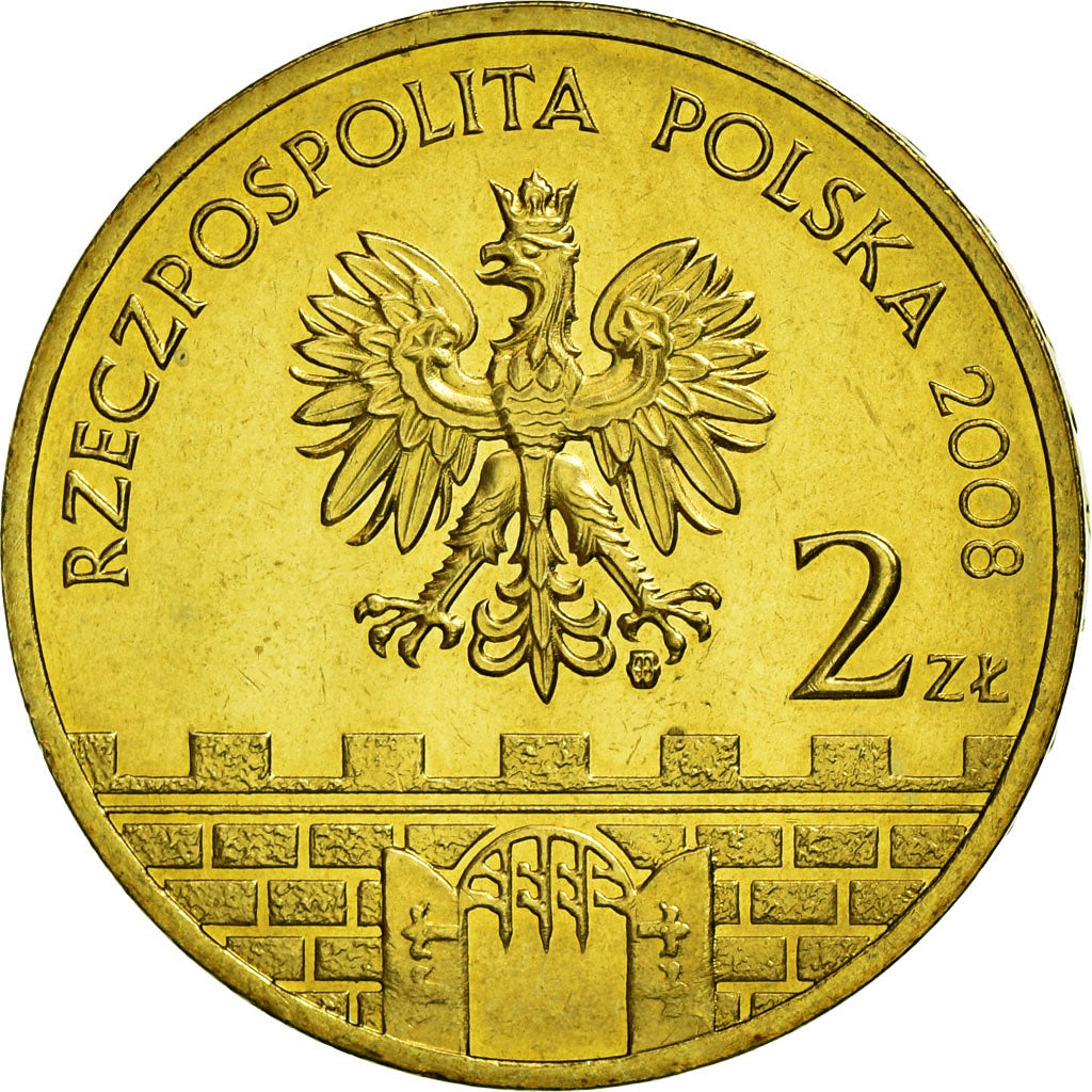 Moneda, Polonia, KONIN, 2 Zlote, 2008, Warsaw, MBC, Latón, KM:631