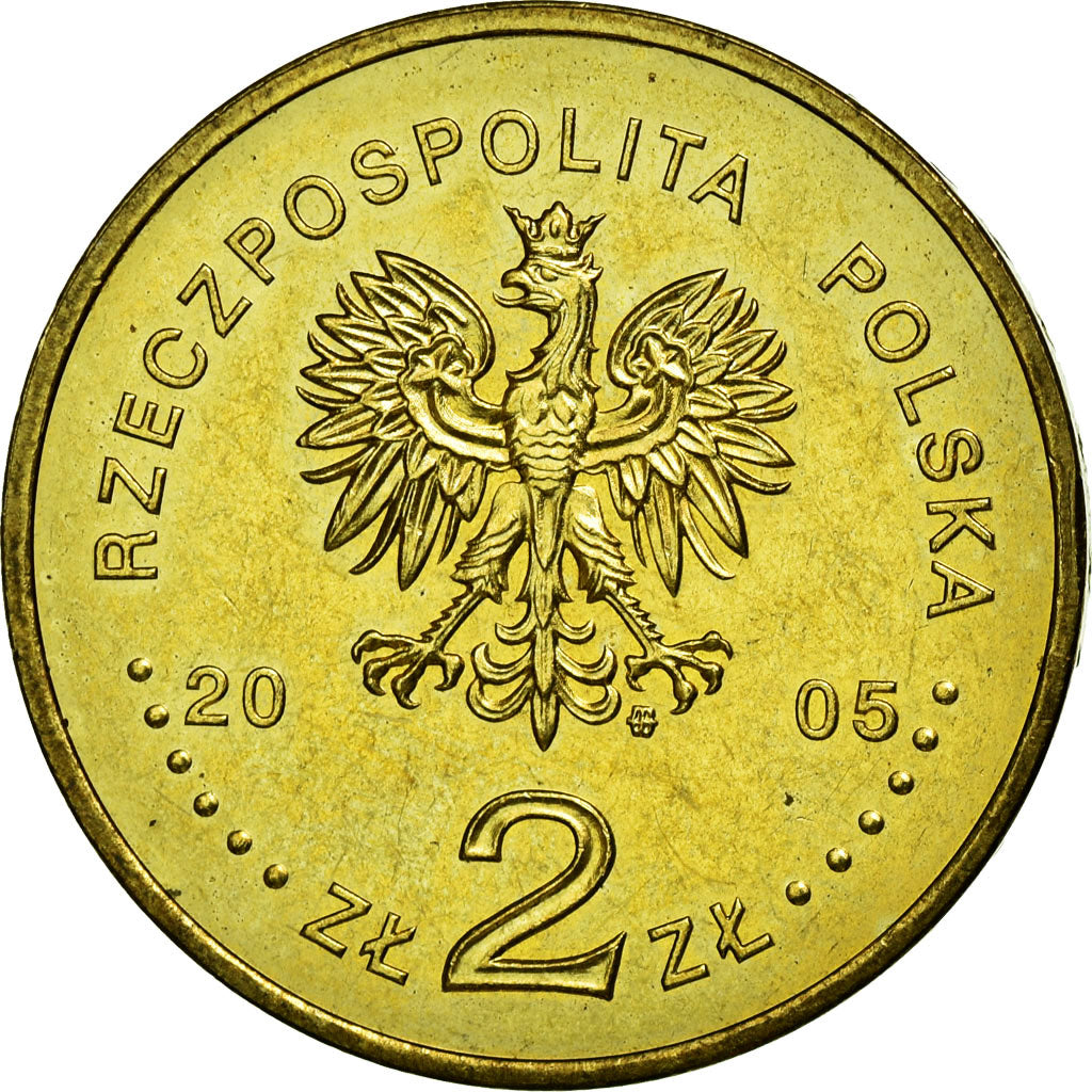 Coin, Poland, Japan's Aichi Expo, 2 Zlote, 2005, Warsaw, EF(40-45), Brass