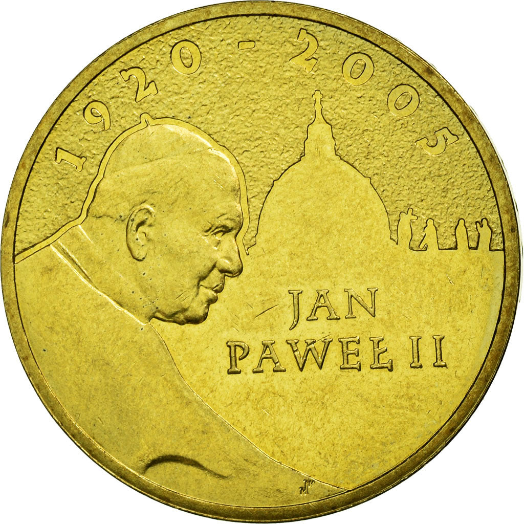 Moneda, Polonia, Pope John-Paul II, 2 Zlote, 2005, Warsaw, MBC, Latón, KM:525