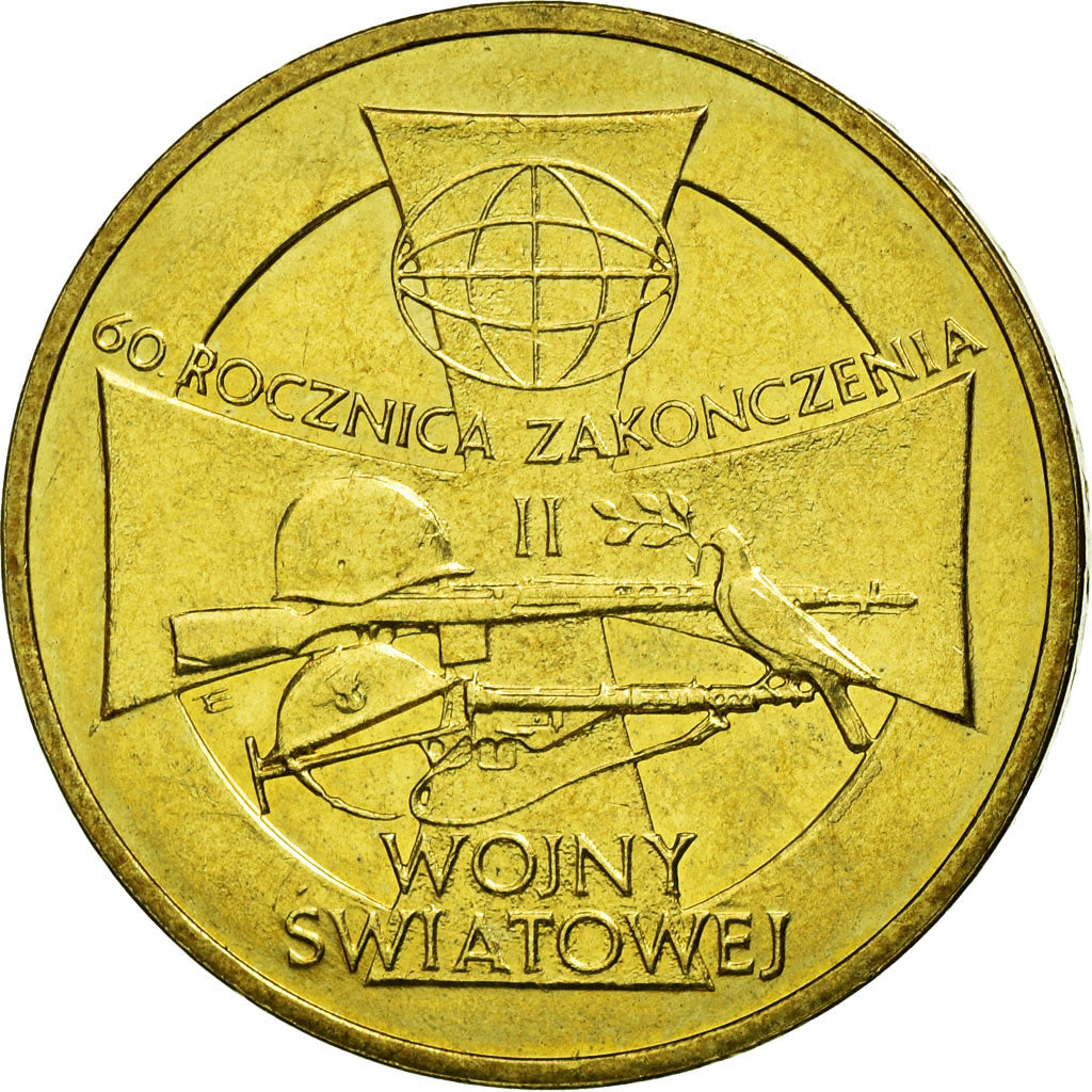 Münze, Polen, 60th Anniversary of WWII, 2 Zlote, 2005, Warsaw, SS, Messing