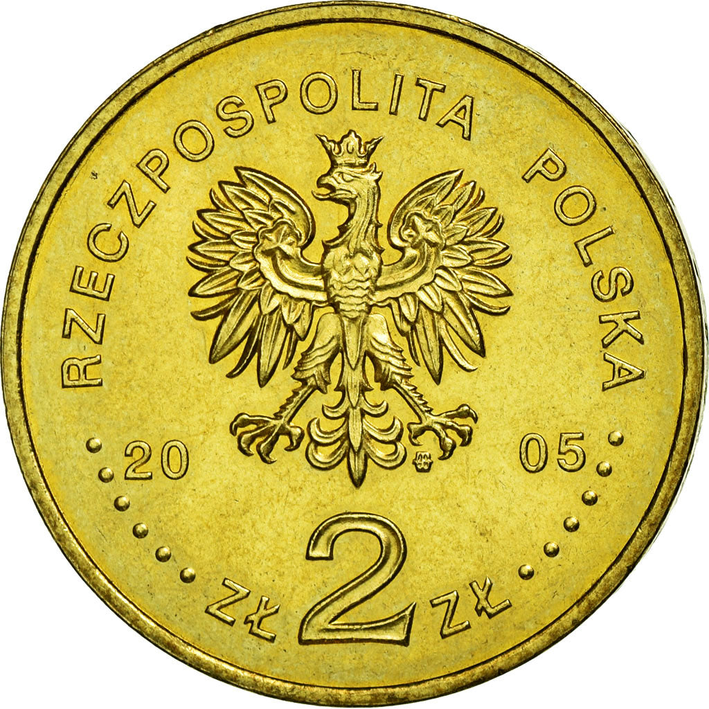 Münze, Polen, 60th Anniversary of WWII, 2 Zlote, 2005, Warsaw, SS, Messing