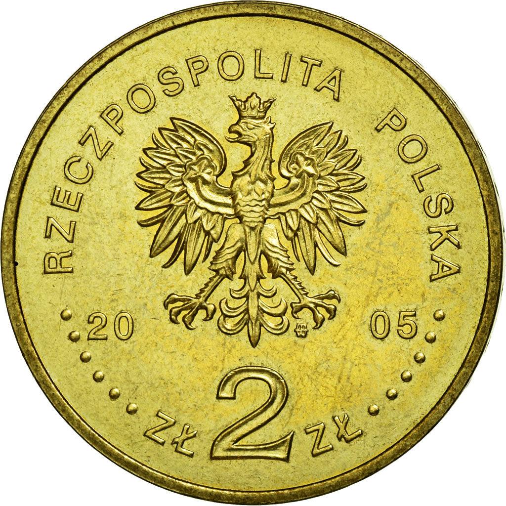 Coin, Poland, 60th Anniversary of WWII, 2 Zlote, 2005, Warsaw, VF(30-35), Brass