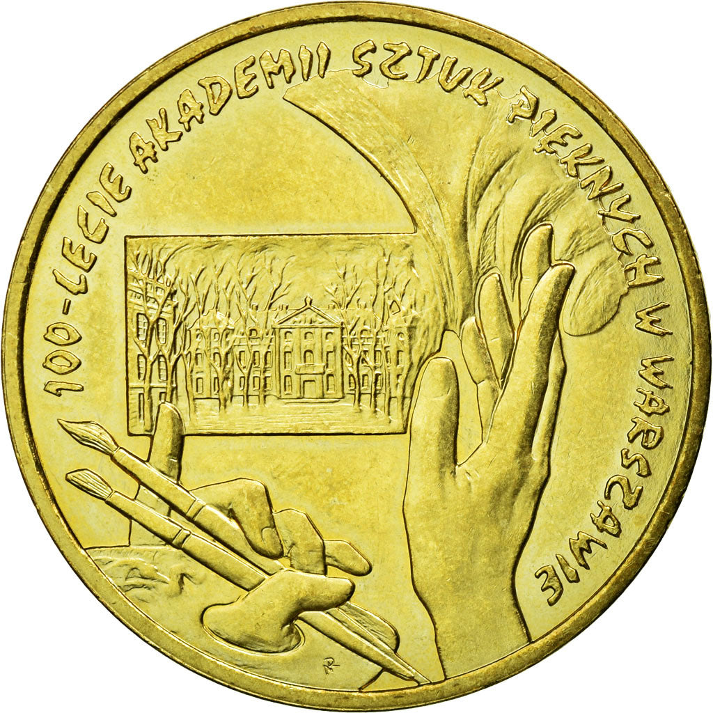 Coin, Poland, Warsaw Fine Arts Academy Centennial, 2 Zlote, 2004, Warsaw