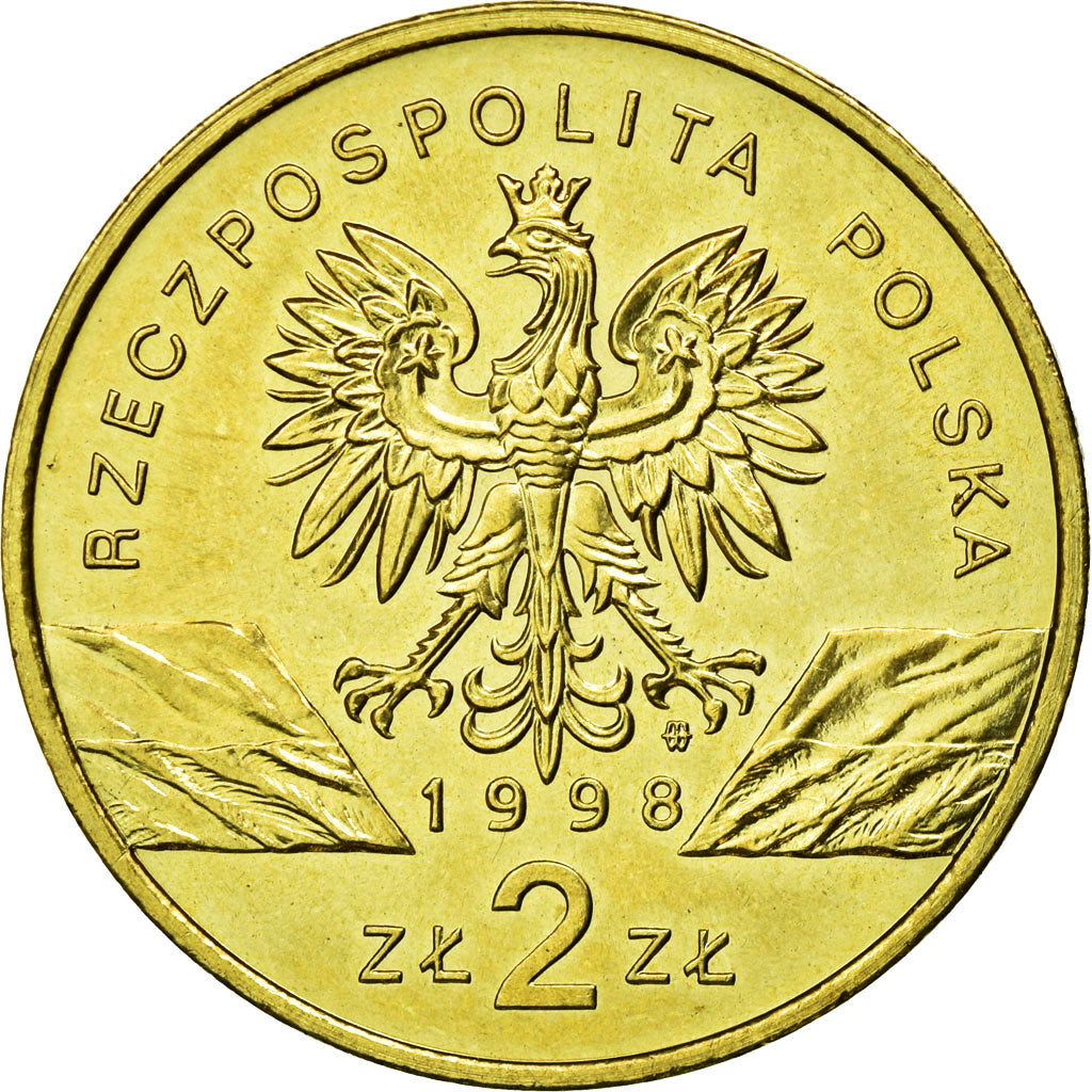 Coin, Poland, Toad, 2 Zlote, 1998, Warsaw, AU(55-58), Brass, KM:340