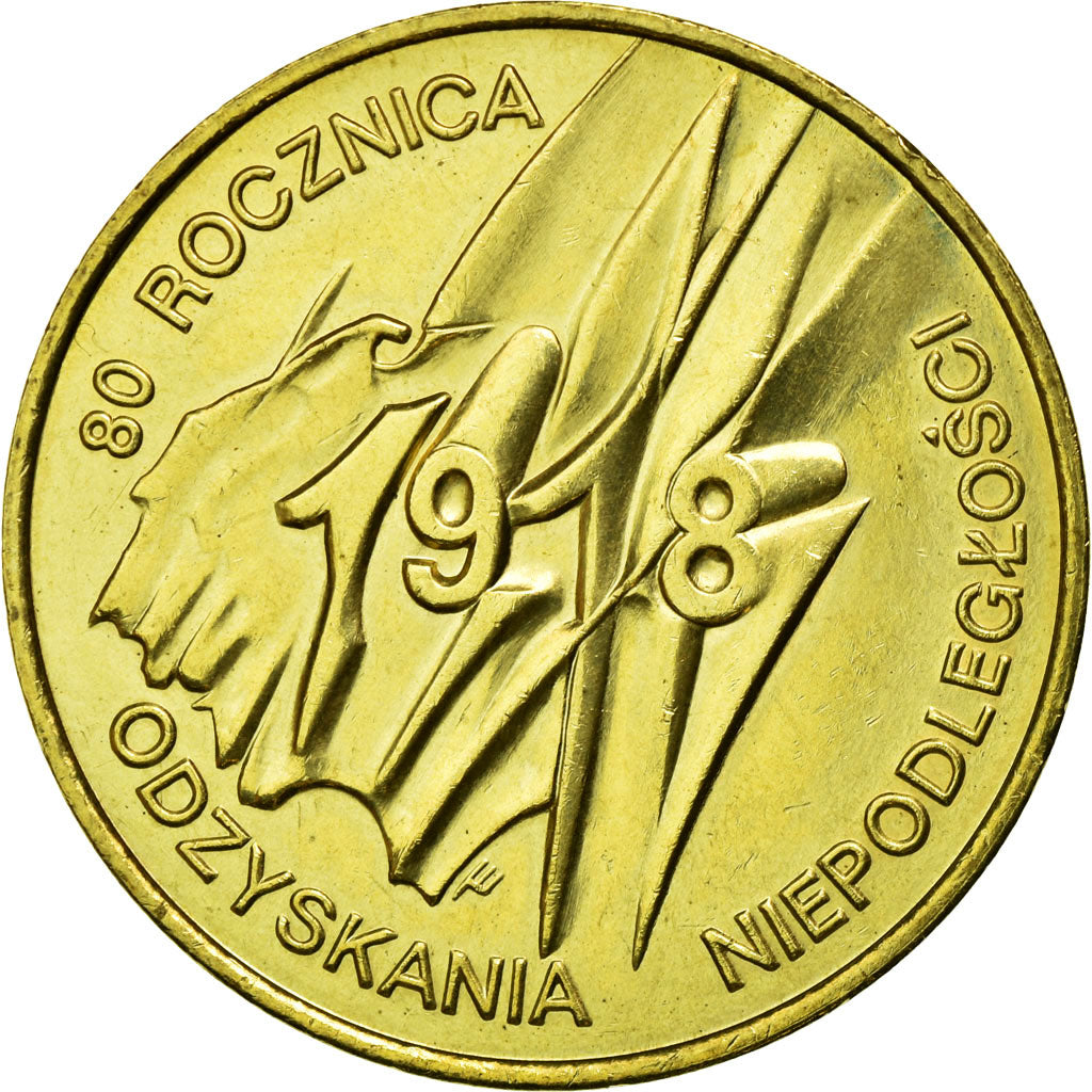 Coin, Poland, 80th Anniversary - Polish Independence, 2 Zlote, 1998, Warsaw