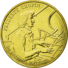 Coin, Poland, Fryderyk Chopin with stylized piano and music score, 2 Zlote