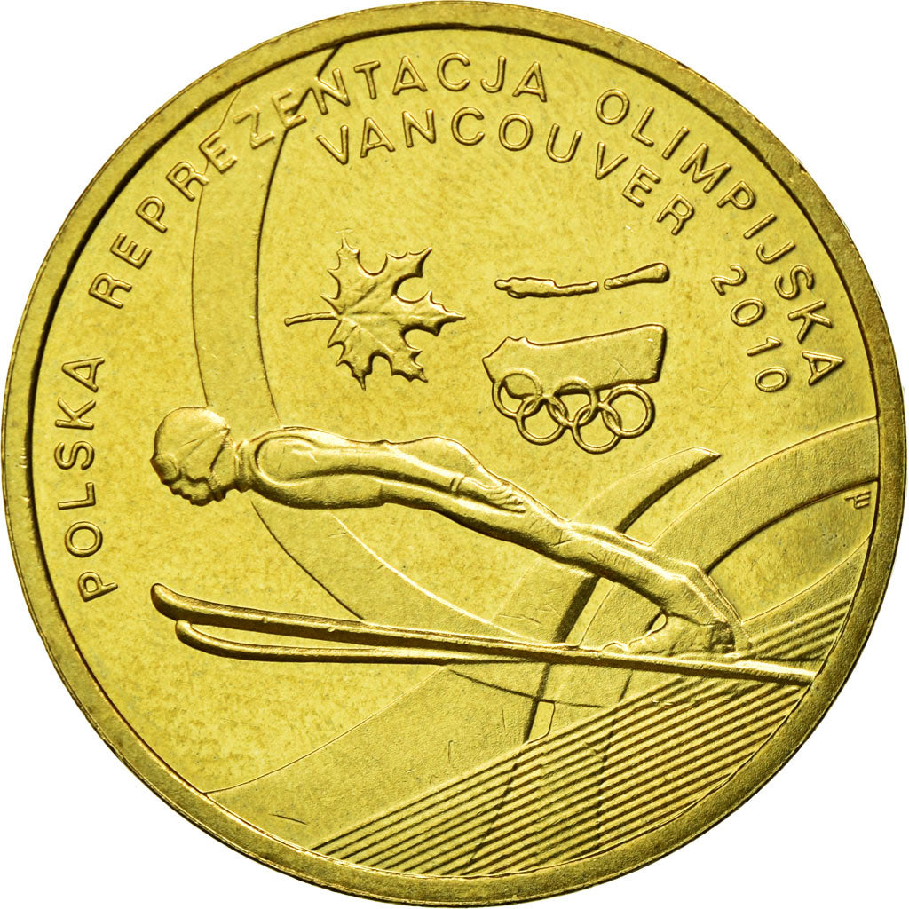 Moneta, Polonia, Vancouver Winter Olympics, 2 Zlote, 2010, Warsaw, BB, Ottone