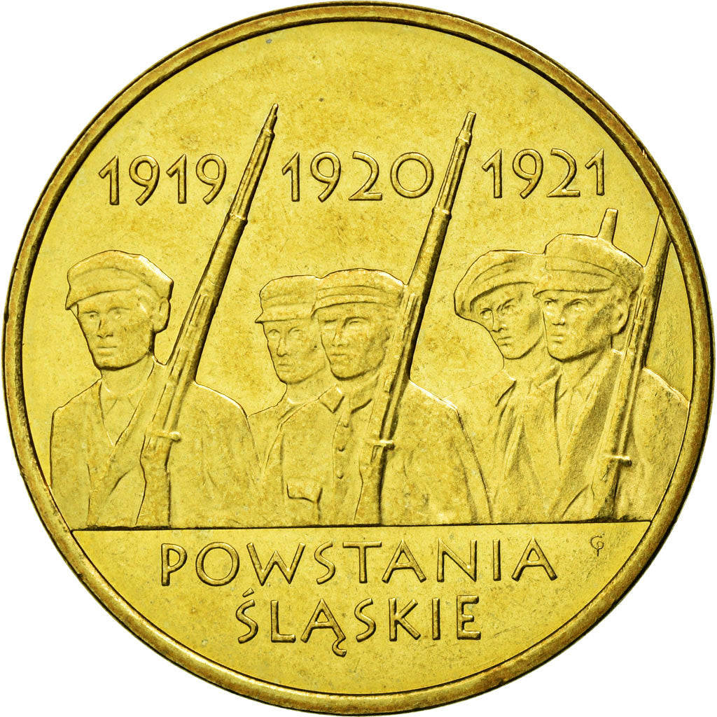 Moeda, Polónia, Silesian Uprising, 2 Zlote, 2011, Warsaw, AU(55-58), Latão
