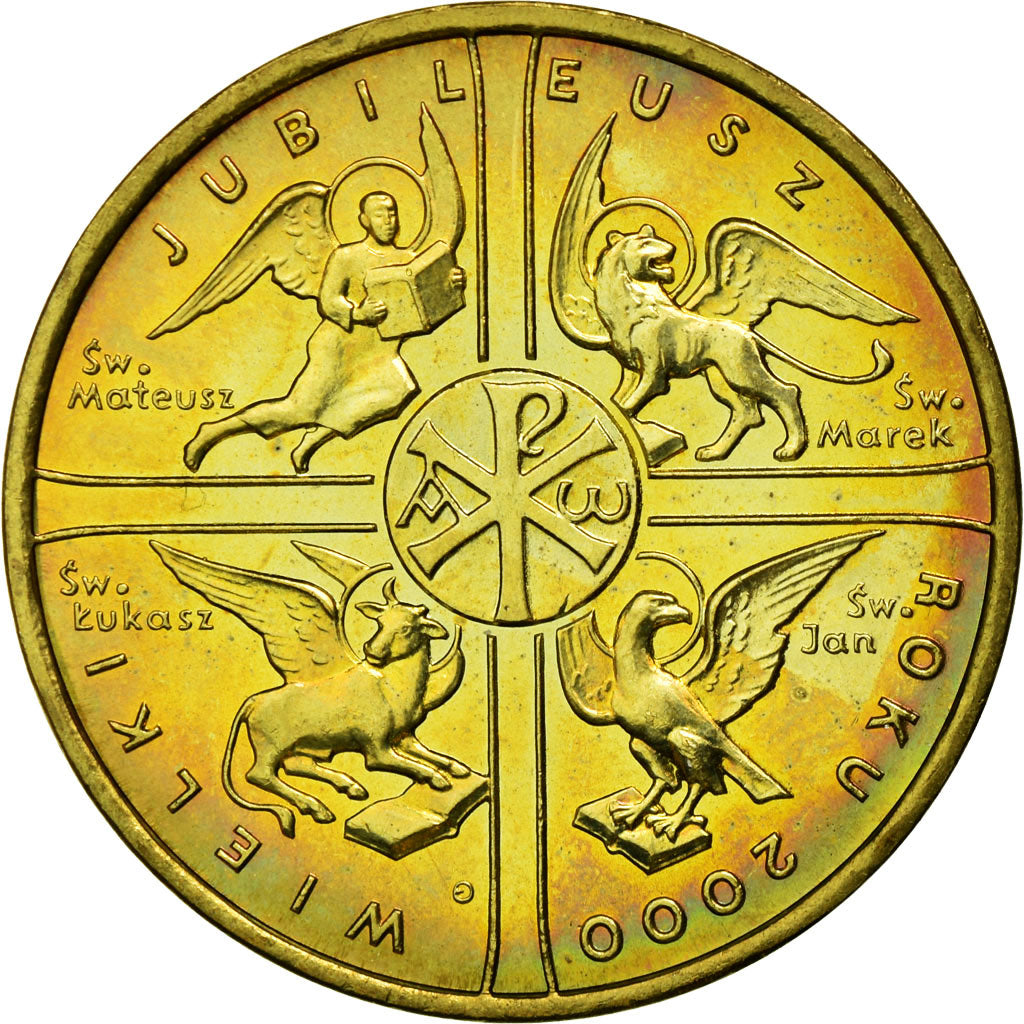 Moneda, Polonia, Holy Year, 2 Zlote, 2000, Warsaw, EBC, Latón, KM:376