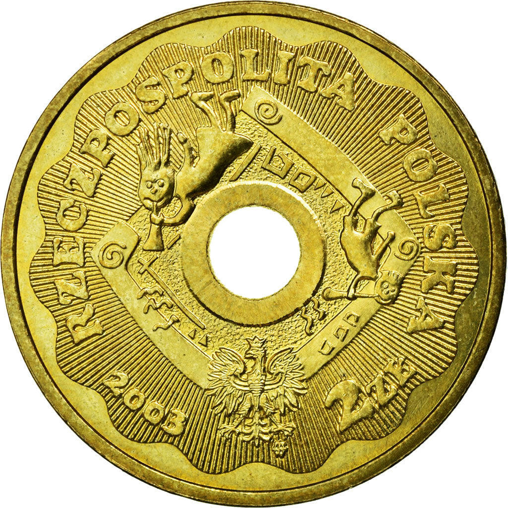 Coin, Poland, Children, 2 Zlote, 2003, Warsaw, AU(55-58), Brass, KM:446