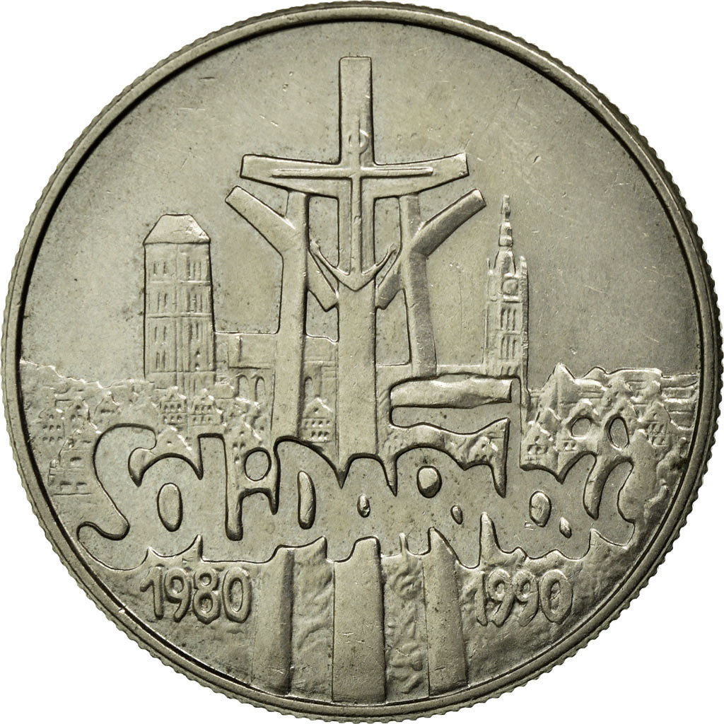 Coin, Poland, 10th Anniversary of Solidarity, 10000 Zlotych, 1990, Warsaw