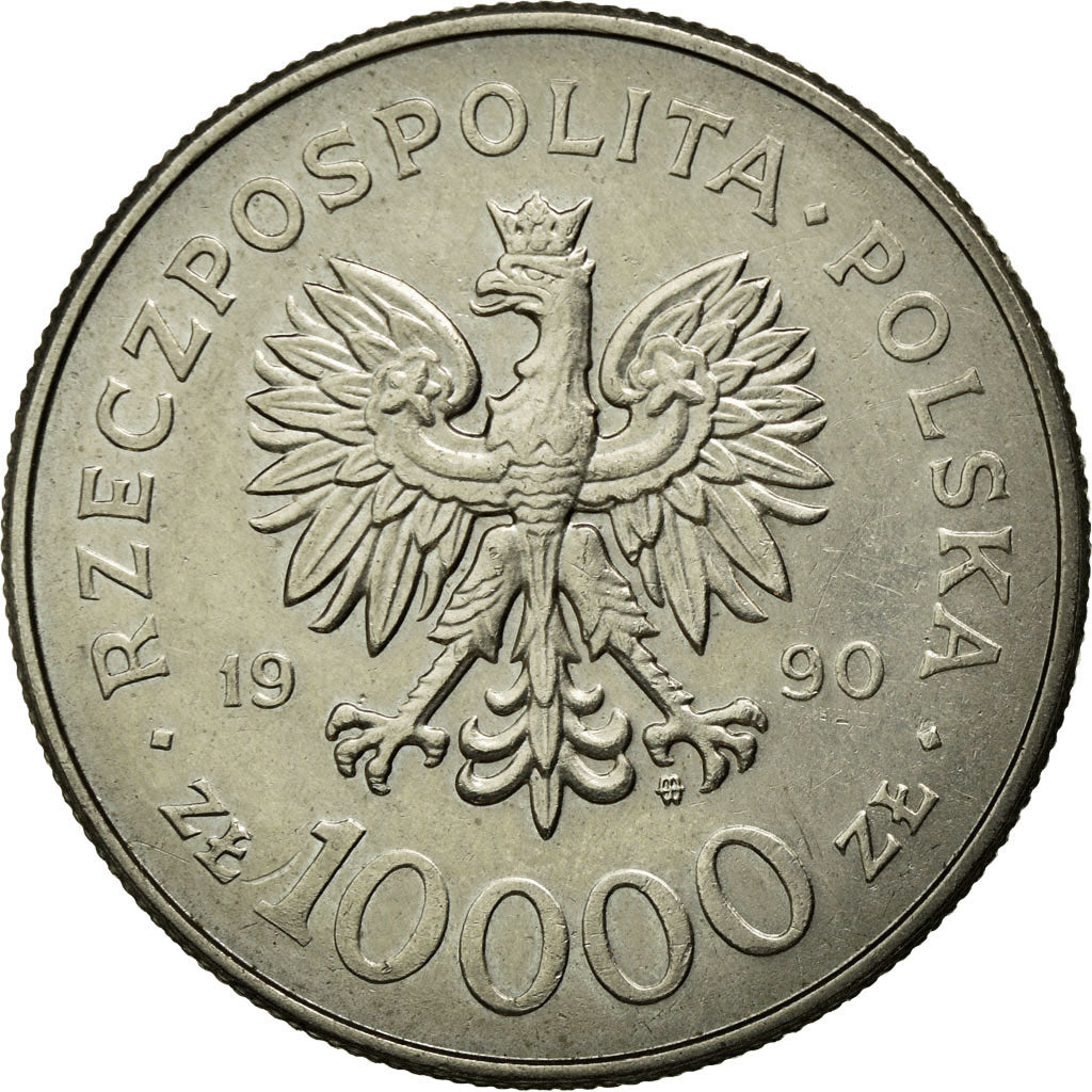 Coin, Poland, 10th Anniversary of Solidarity, 10000 Zlotych, 1990, Warsaw