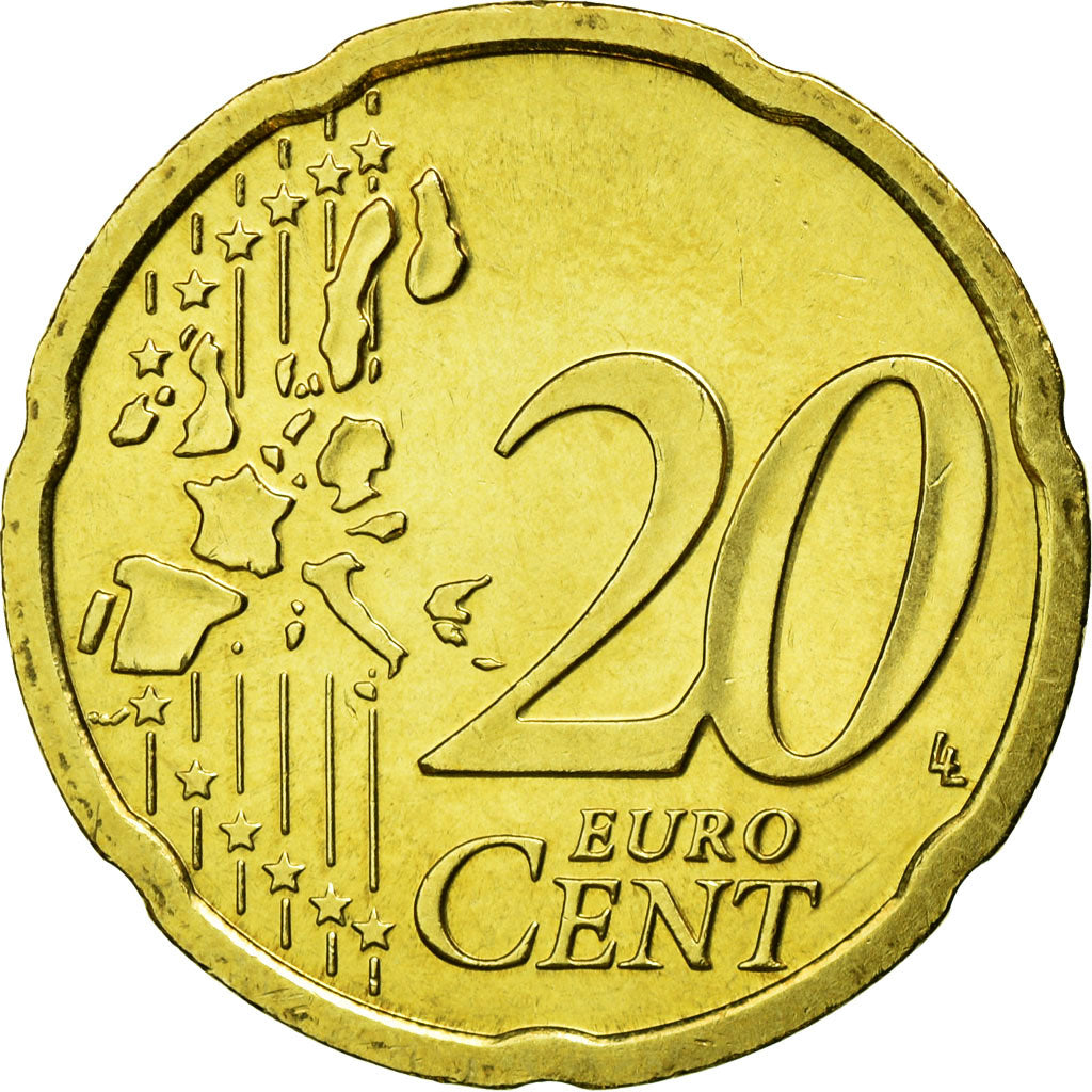 Áustria, 20 Euro Cent, 2002, AU(55-58), Latão, KM:3086
