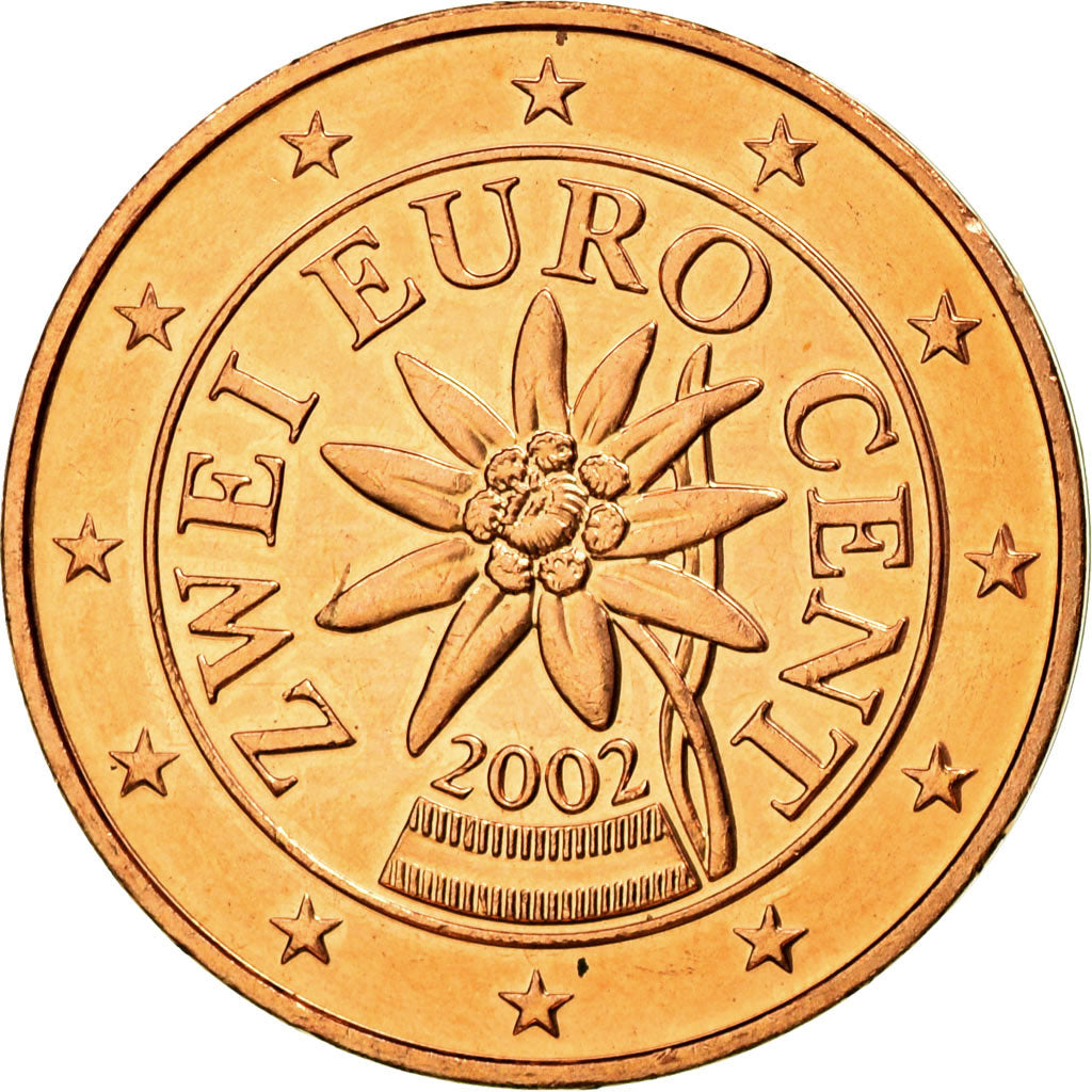 Österreich, 2 Euro Cent, 2002, UNZ, Copper Plated Steel, KM:3083