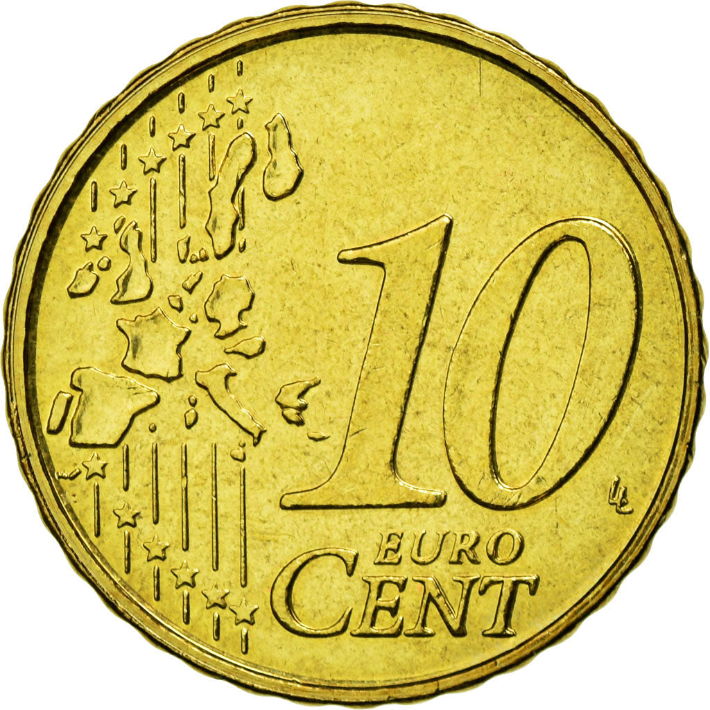 Belgien, 10 Euro Cent, 1999, UNZ, Messing, KM:227