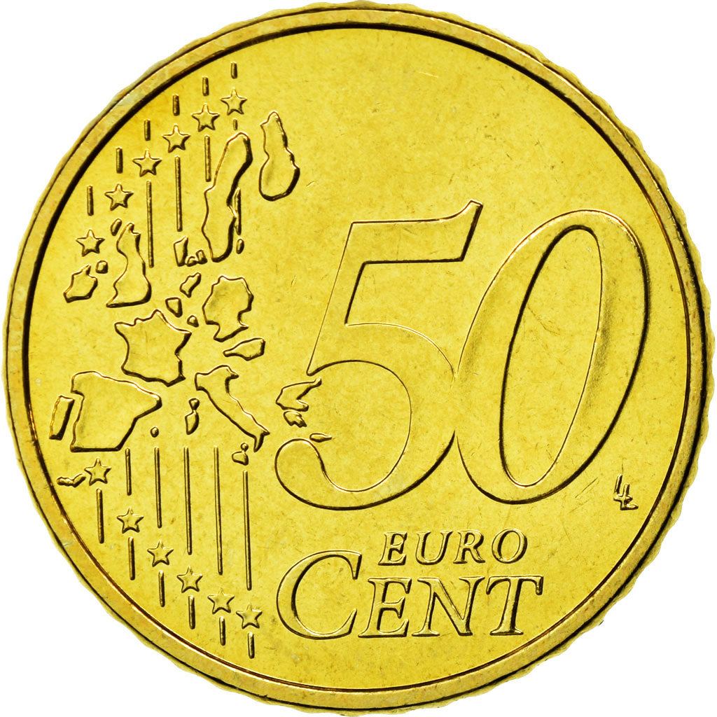 GERMANY - FEDERAL REPUBLIC, 50 Euro Cent, 2002, MS(63), Brass, KM:212