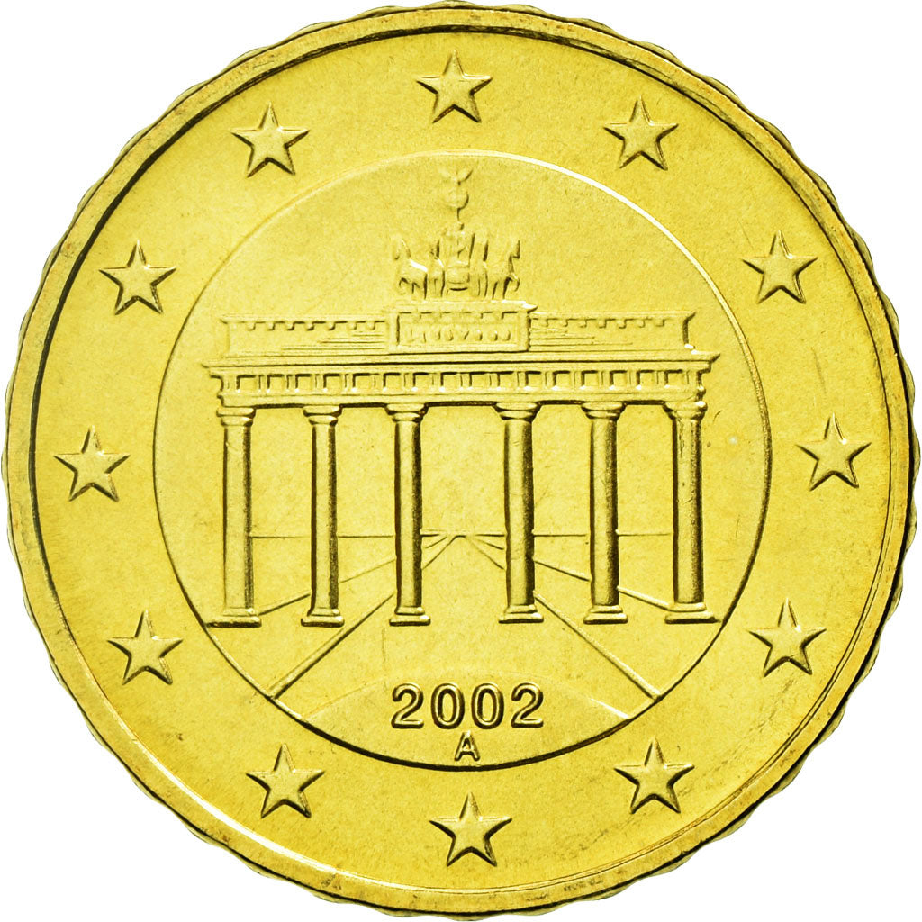 GERMANY - FEDERAL REPUBLIC, 10 Euro Cent, 2002, MS(63), Brass, KM:210