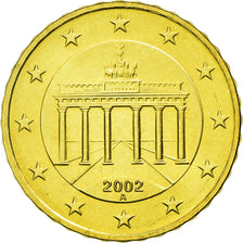 GERMANY - FEDERAL REPUBLIC, 10 Euro Cent, 2002, MS(63), Brass, KM:210