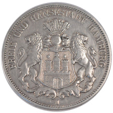 GERMAN STATES, 5 Mark, 1900, Hamburg, KM #610, EF(40-45), Silver, 38, 27.68