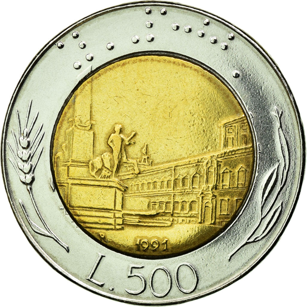 Coin, Italy, 500 Lire, 1991, Rome, MS(63), Bi-Metallic, KM:111