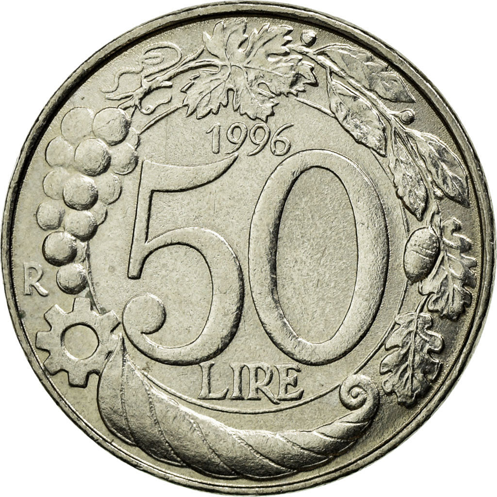 Coin, Italy, 50 Lire, 1996, Rome, EF(40-45), Copper-nickel, KM:183