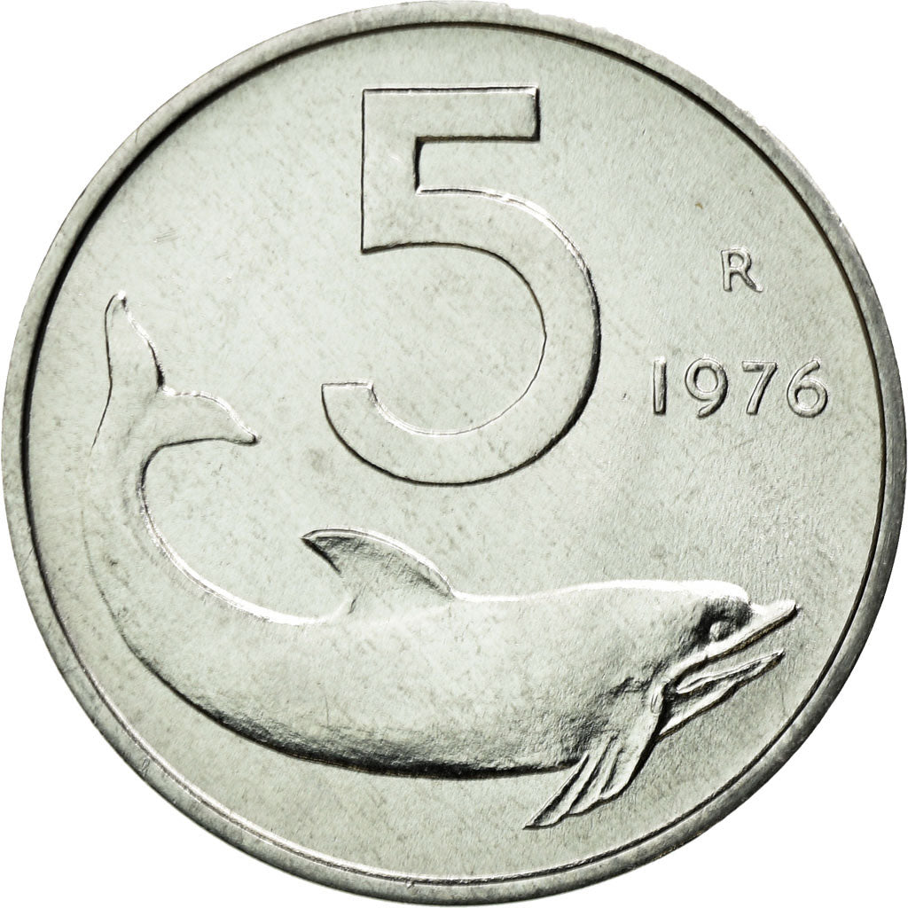Monnaie, Italie, 5 Lire, 1976, Rome, SUP, Aluminium, KM:92