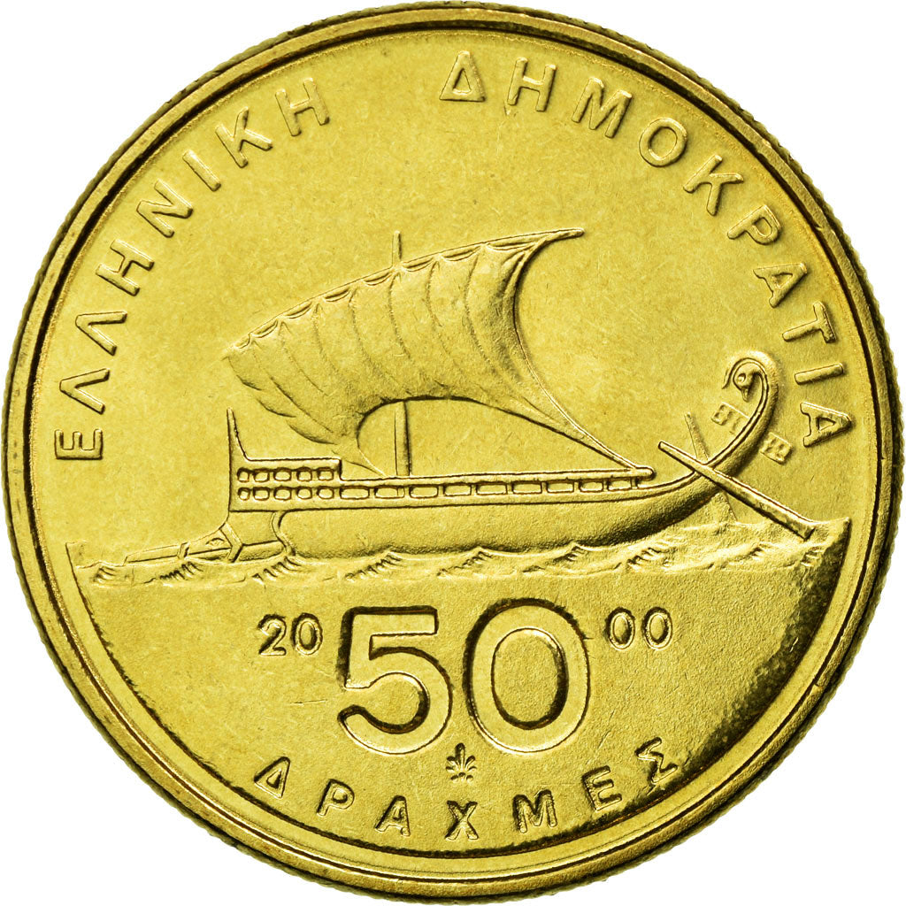 Moneta, Grecia, 50 Drachmes, 2000, SPL, Alluminio-bronzo, KM:147