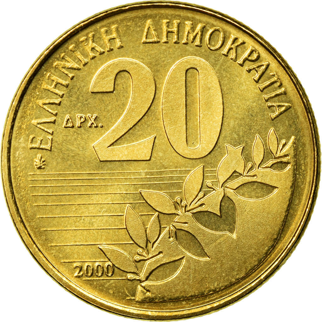 Coin, Greece, Dionysios Solomos, composer of National Anthem, 20 Drachmes, 2000