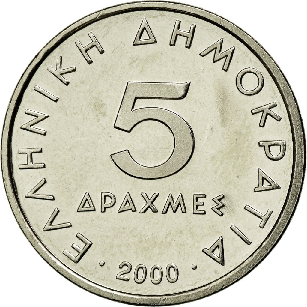 Moneta, Grecia, 5 Drachmes, 2000, SPL, Rame-nichel, KM:131