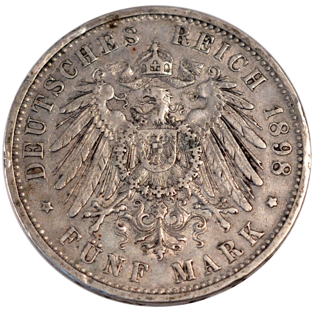 Stati tedeschi, PRUSSIA, Wilhelm II, 5 Mark, 1898, Berlin, BB, Argento, KM:523