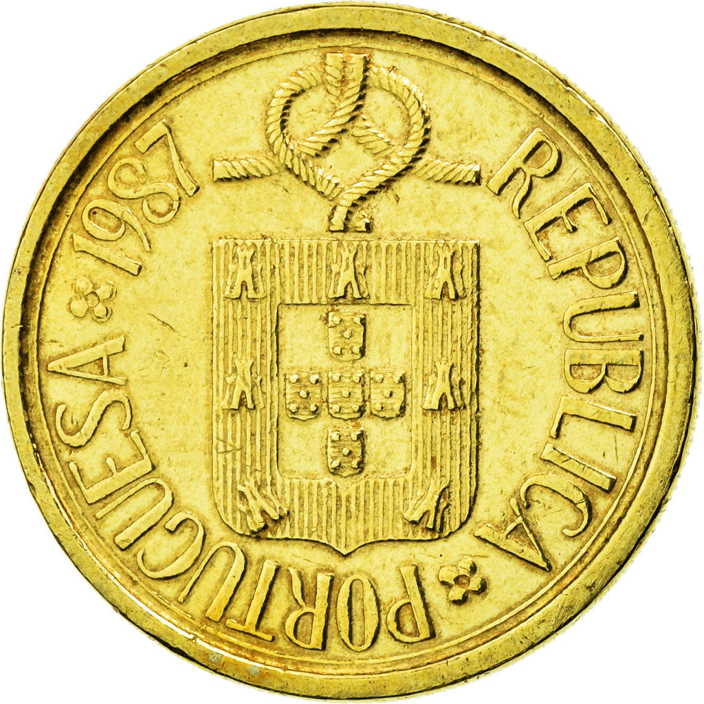 Moneda, Portugal, 10 Escudos, 1987, Warsaw, MBC+, Níquel - latón, KM:633