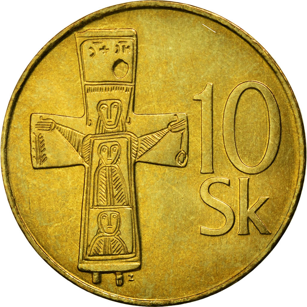 Moneda, Eslovaquia, 10 Koruna, 1995, MBC, Aluminio - bronce, KM:11
