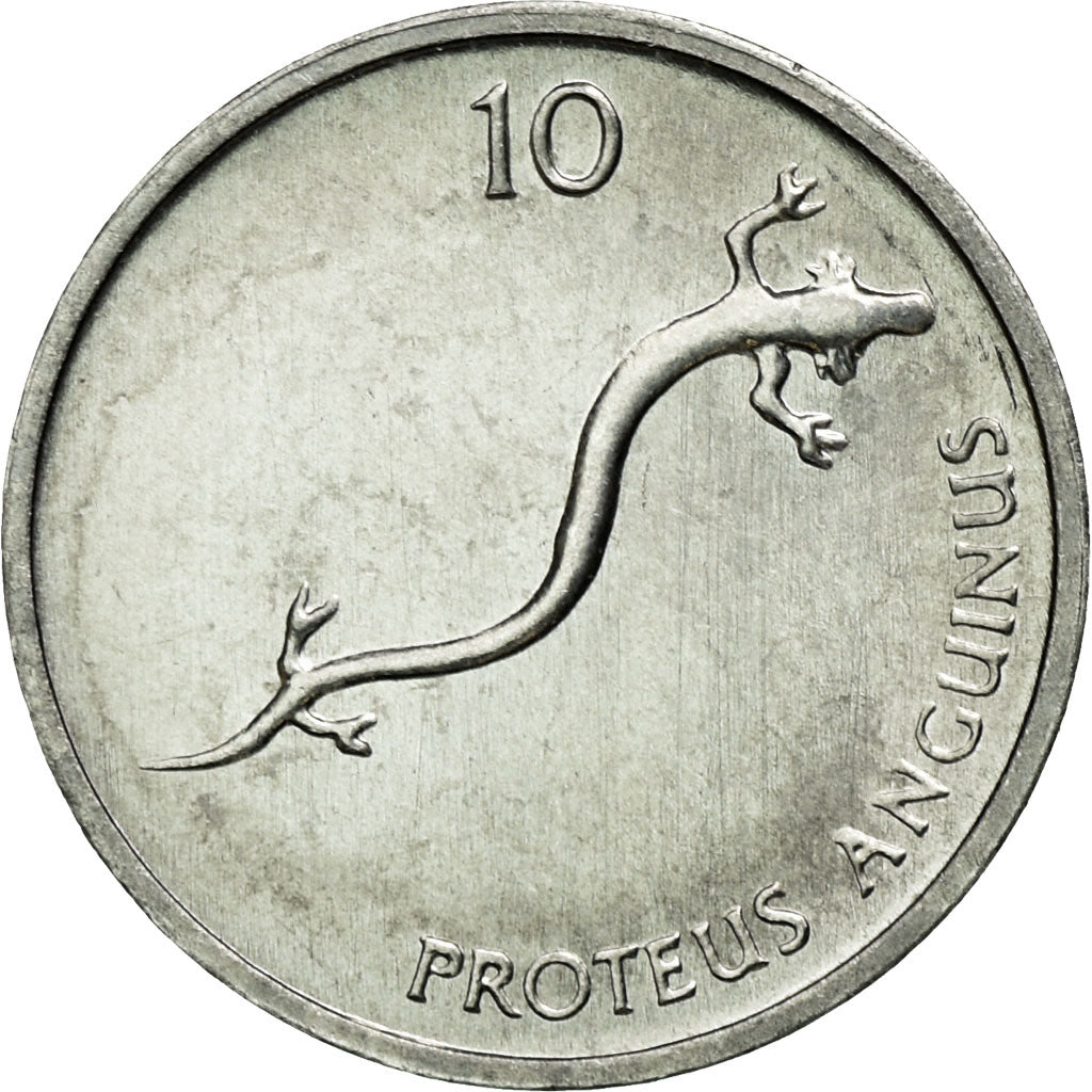 Moeda, Eslovénia, 10 Stotinov, 1992, AU(55-58), Alumínio, KM:7