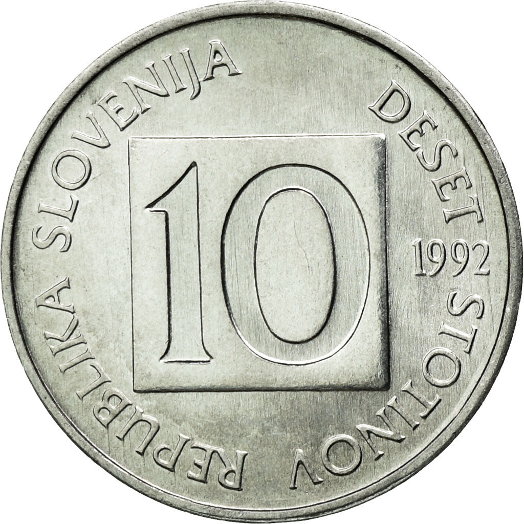 Moeda, Eslovénia, 10 Stotinov, 1992, AU(55-58), Alumínio, KM:7