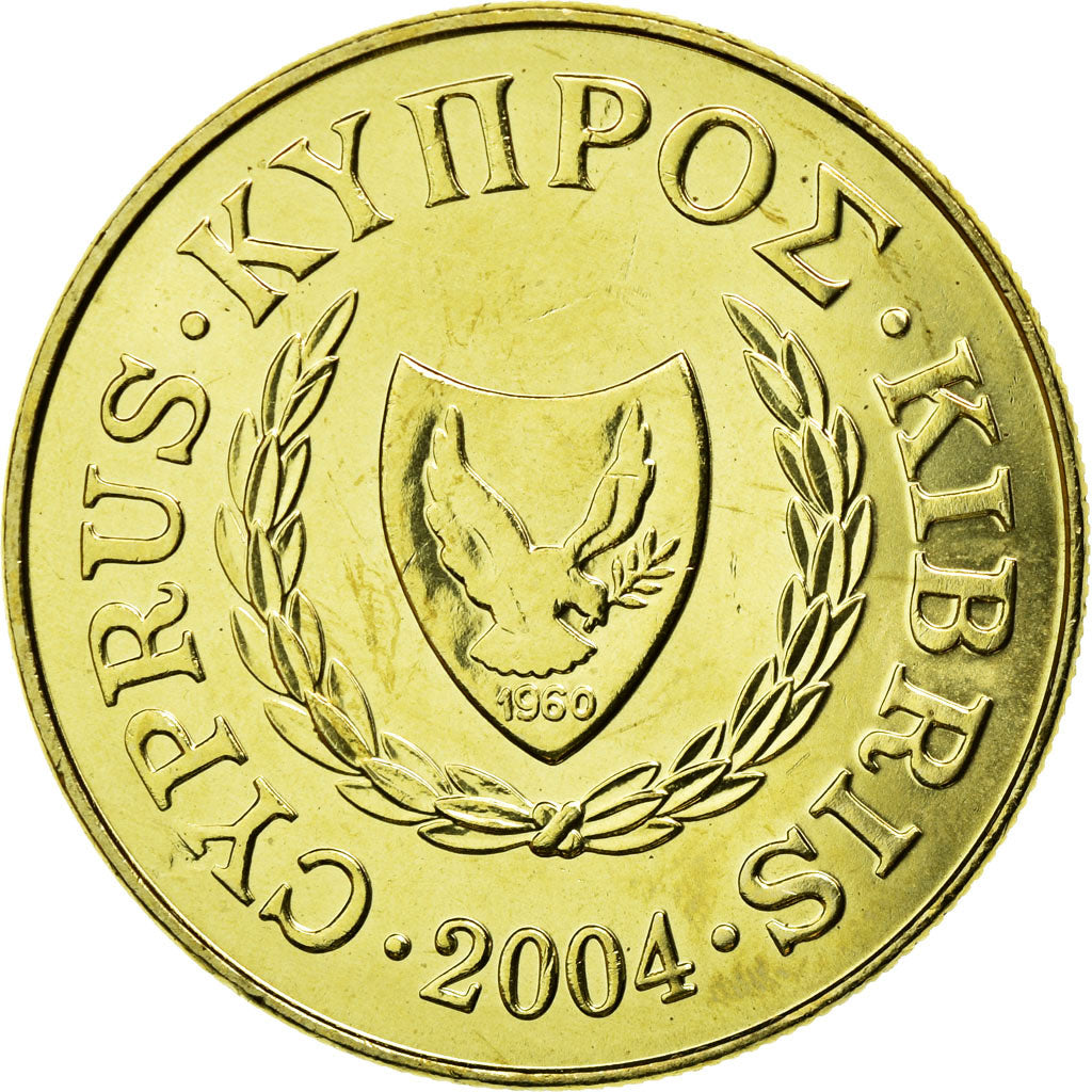 Coin, Cyprus, 20 Cents, 2004, MS(63), Nickel-brass, KM:62.2