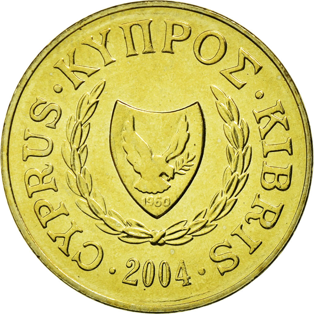 Moneta, Cypr, 2 Cents, 2004, MS(63), Mosiądz niklowy, KM:54.3