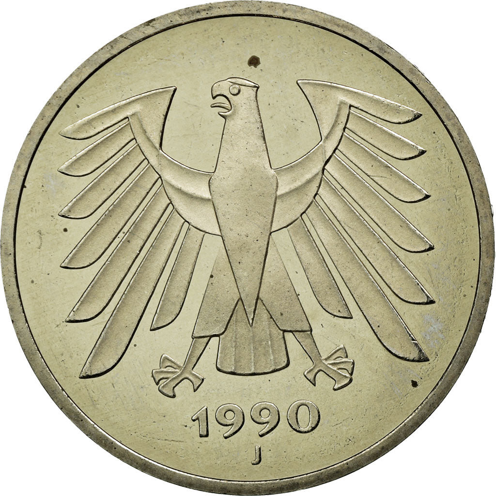 Coin, GERMANY - FEDERAL REPUBLIC, 5 Mark, 1990, Hambourg, EF(40-45)