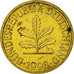 Coin, GERMANY - FEDERAL REPUBLIC, 10 Pfennig, 1998, Munich, EF(40-45), Brass