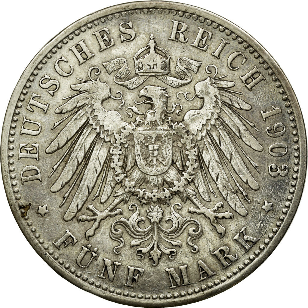 Coin, German States, BAVARIA, Otto, 5 Mark, 1903, Munich, VF(30-35), Silver